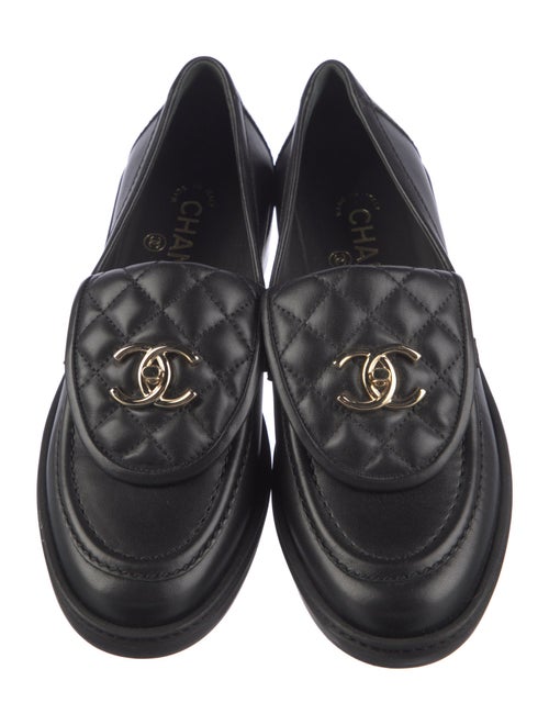 Chanel Interlocking CC Logo Leather Loafers