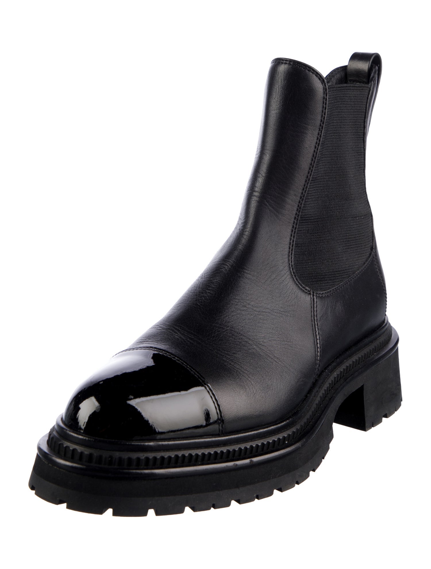 Chanel Interlocking CC Logo Leather Chelsea Boots