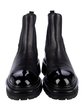 Chanel Interlocking CC Logo Leather Chelsea Boots