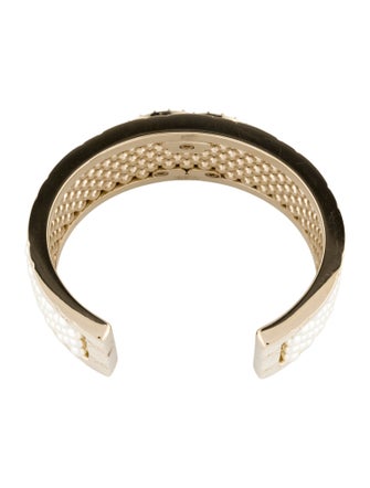 Chanel 2025 Faux Pearl & Strass CC Cuff Bracelet