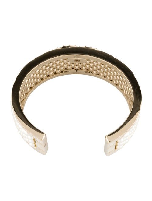 Chanel 2025 Faux Pearl & Strass CC Cuff Bracelet