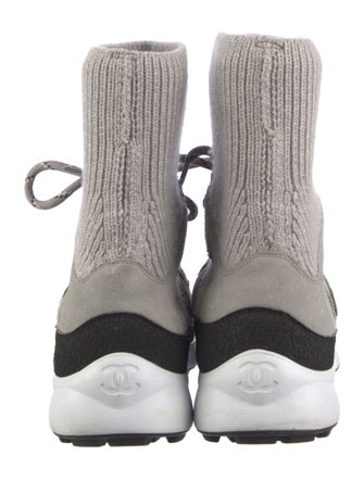 Chanel Interlocking CC Logo Suede Combat Boots