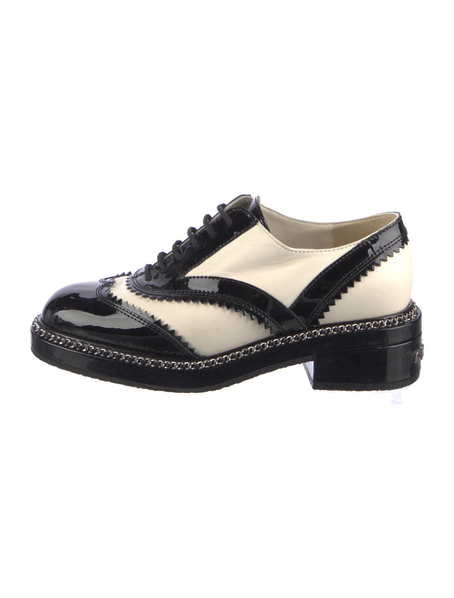 Chanel Leather Colorblock Pattern Oxfords