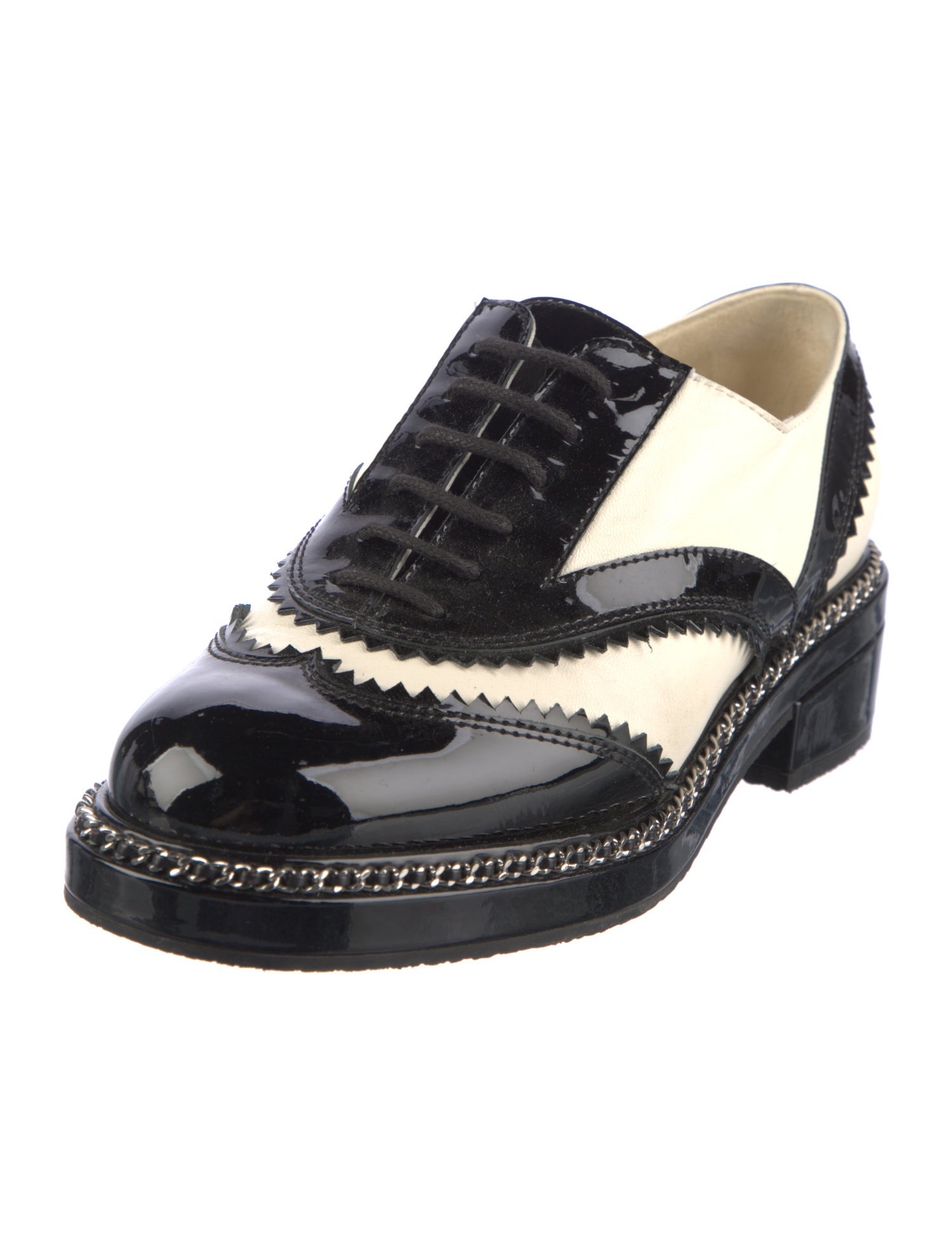 Chanel Leather Colorblock Pattern Oxfords