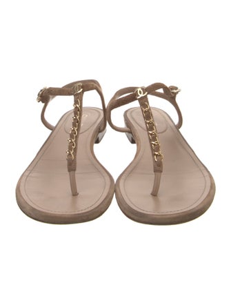 Chanel 2020 Interlocking CC Logo T-Strap Sandals