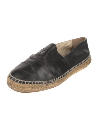 Chanel Interlocking CC Logo Leather Espadrilles