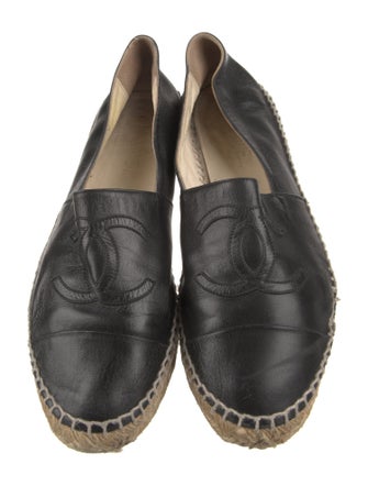 Chanel Interlocking CC Logo Leather Espadrilles