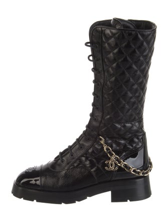 Chanel 2022 Interlocking CC Logo Combat Boots