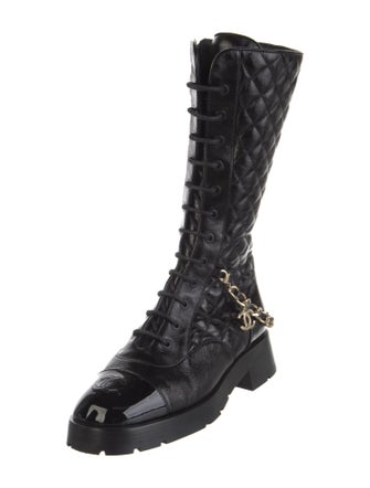 Chanel 2022 Interlocking CC Logo Combat Boots