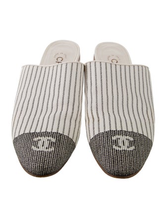 Chanel Interlocking CC Logo Leather Mules