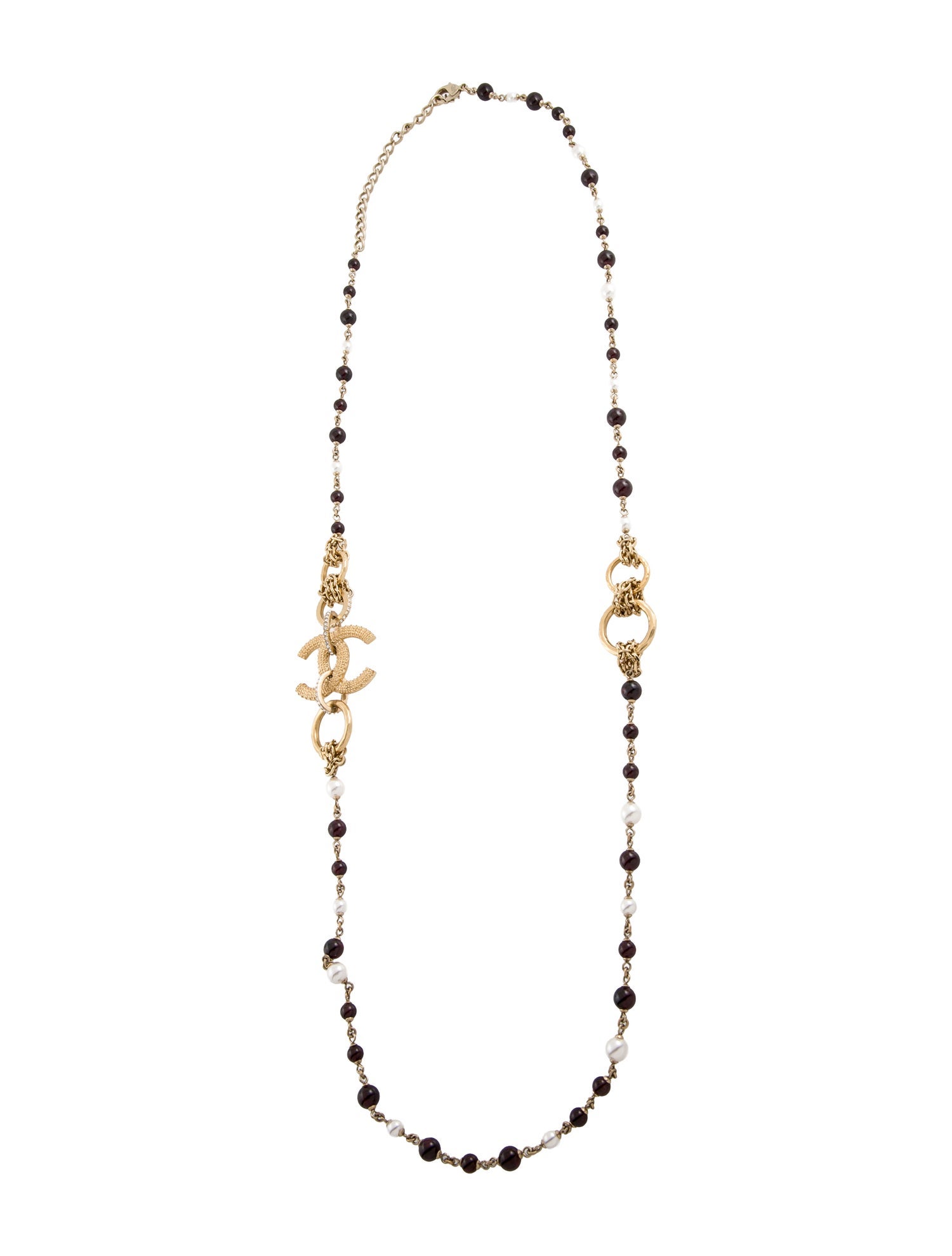 Chanel 2022 Faux Pearl, Resin & Strass CC Bead Strand Necklace