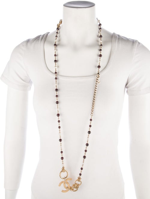 Chanel 2022 Faux Pearl, Resin & Strass CC Bead Strand Necklace