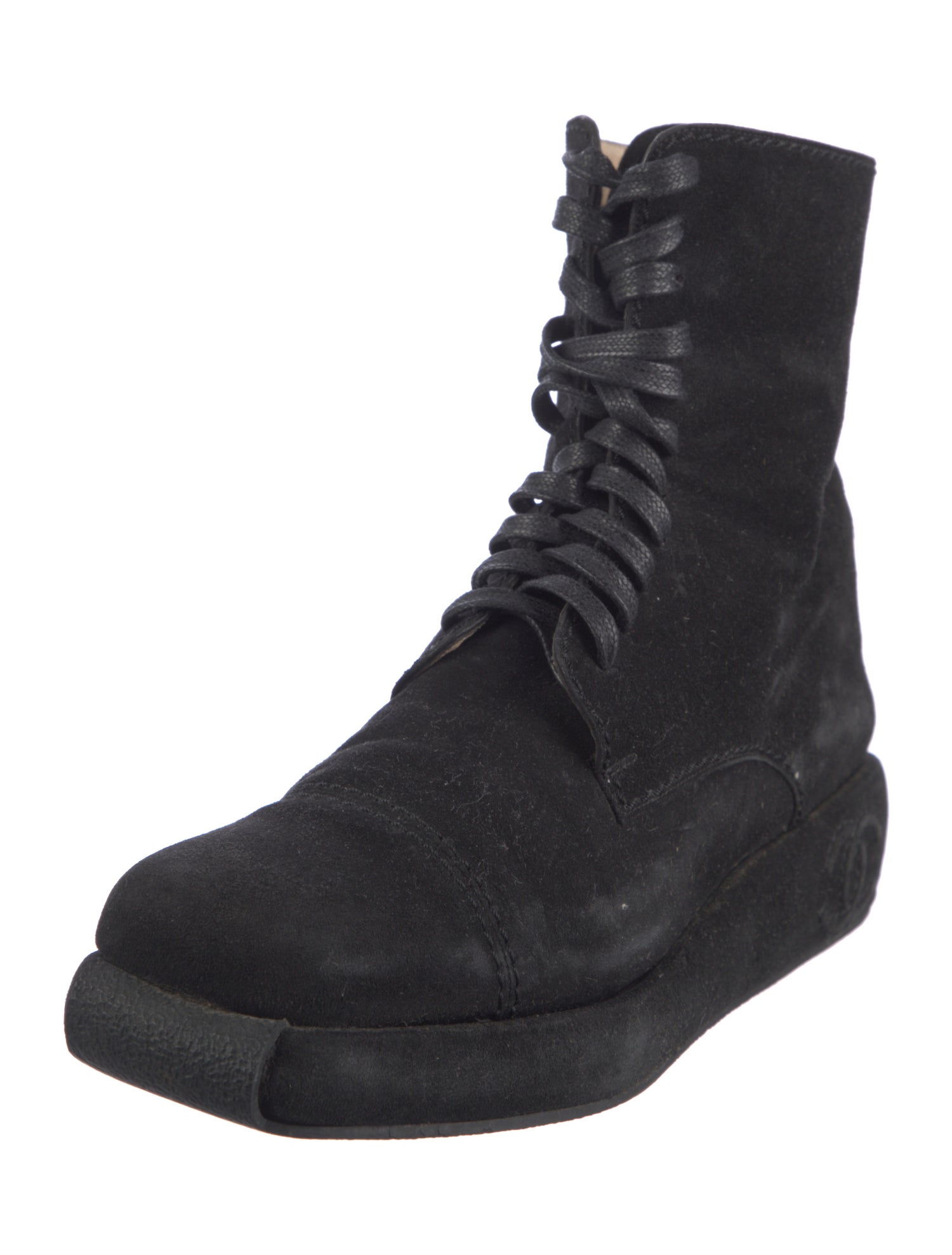 Chanel Vintage Interlocking CC Logo Combat Boots