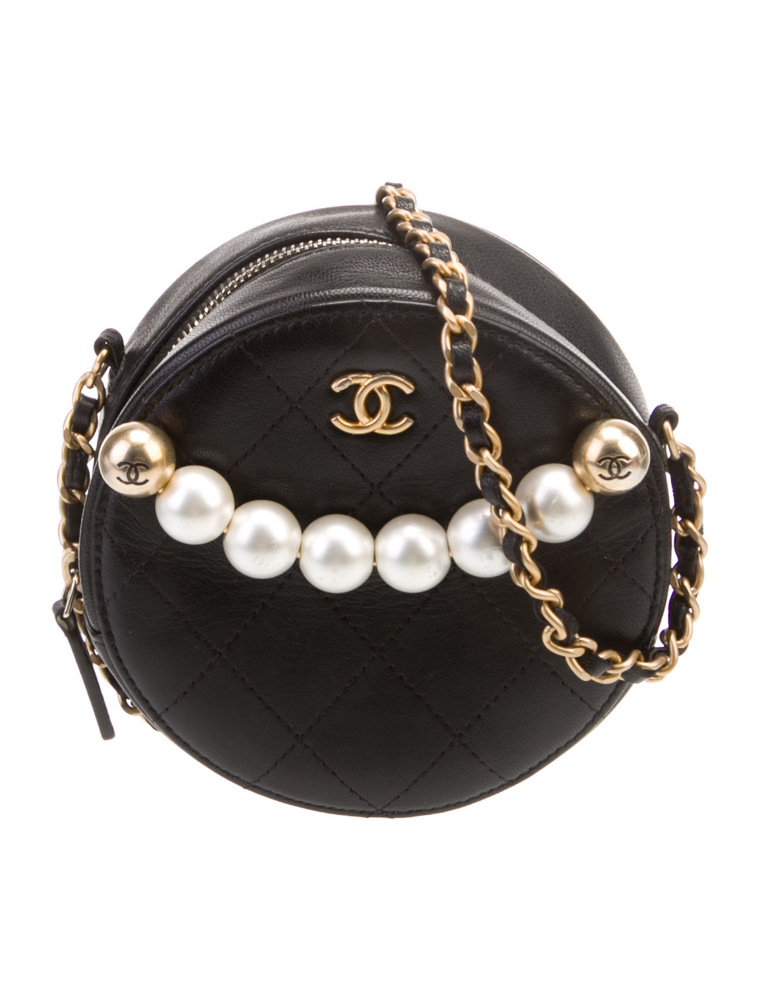 Chanel Chic Pearls Round Clutch w/ Chain