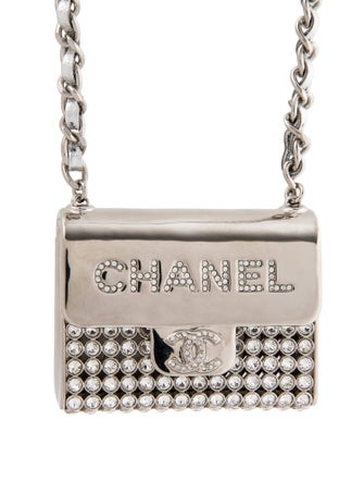 Chanel 2022 Strass & Leather Purse CC Long Pendant Necklace