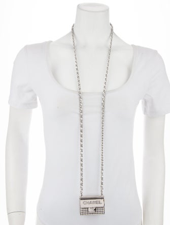 Chanel 2022 Strass & Leather Purse CC Long Pendant Necklace