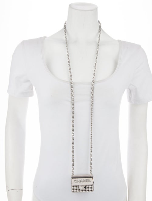 Chanel 2022 Strass & Leather Purse CC Long Pendant Necklace