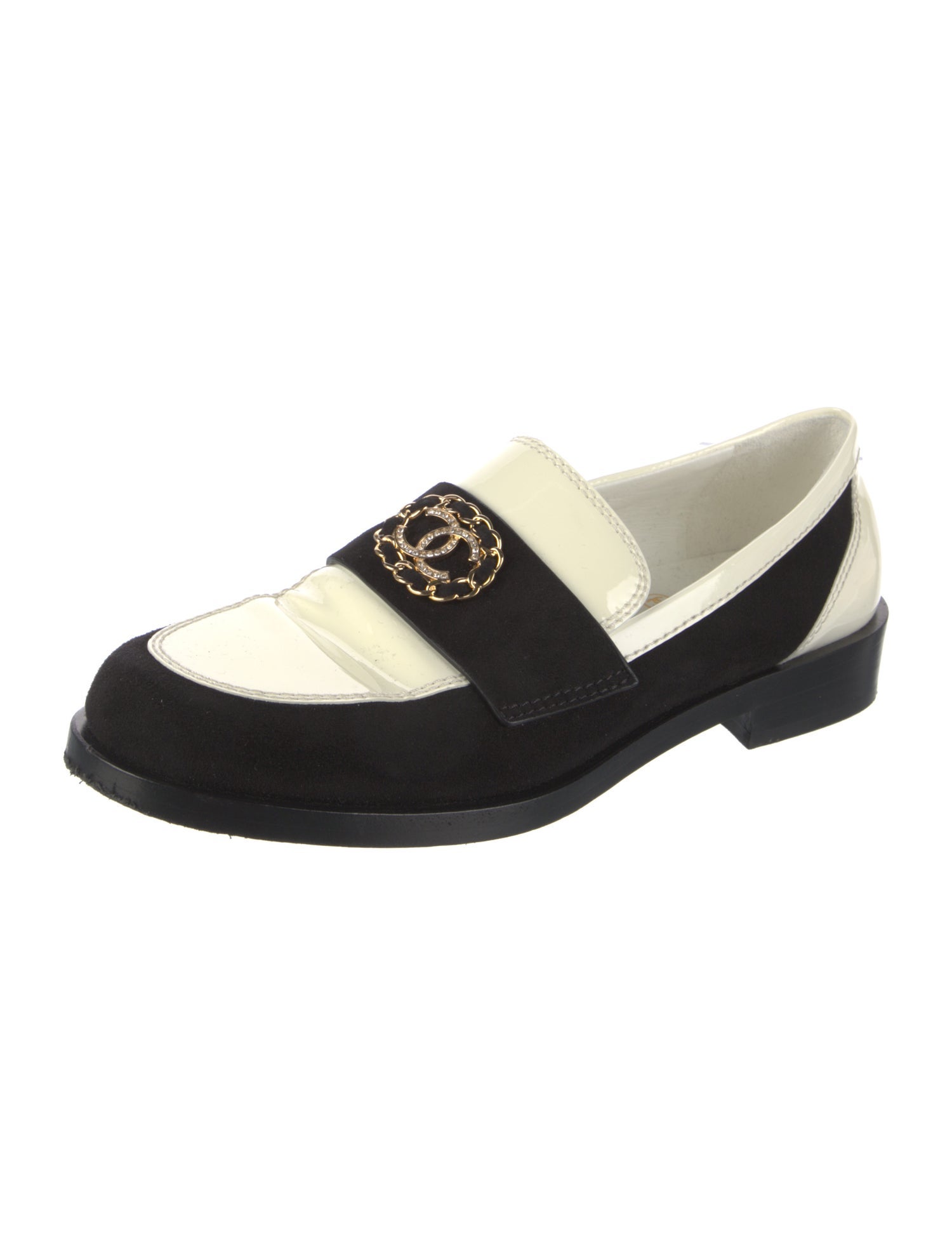 Chanel Interlocking CC Logo Suede Loafers