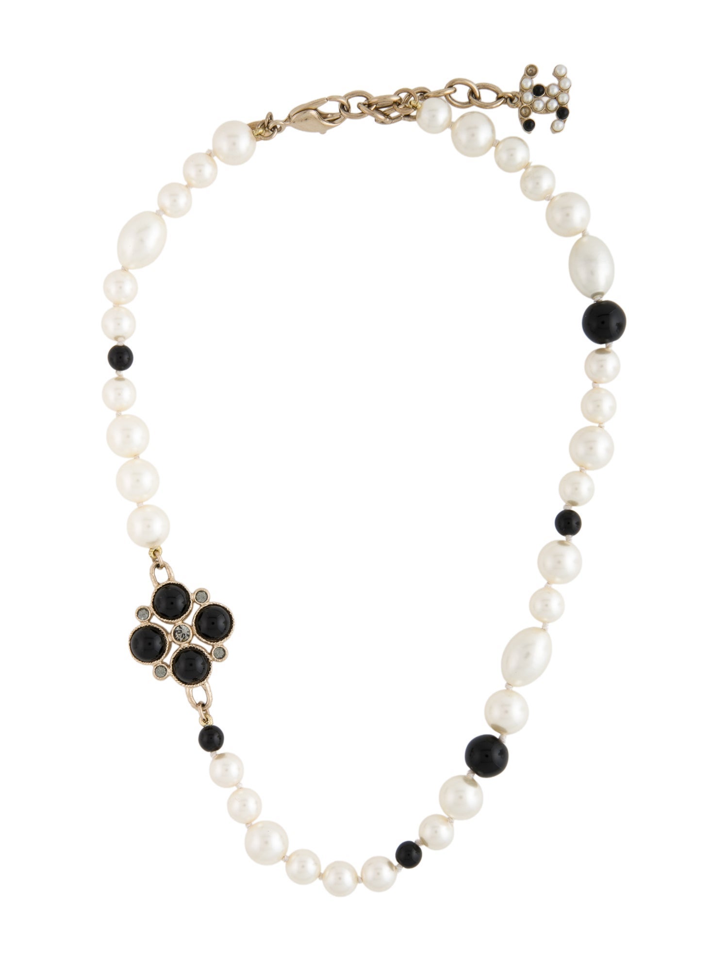 Chanel Faux Pearl, Resin & Strass Strand Station Necklace