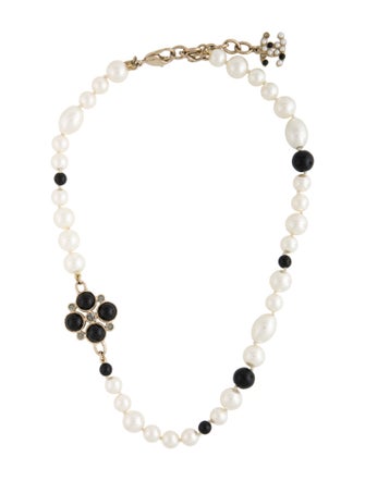 Chanel Faux Pearl, Resin & Strass Strand Station Necklace