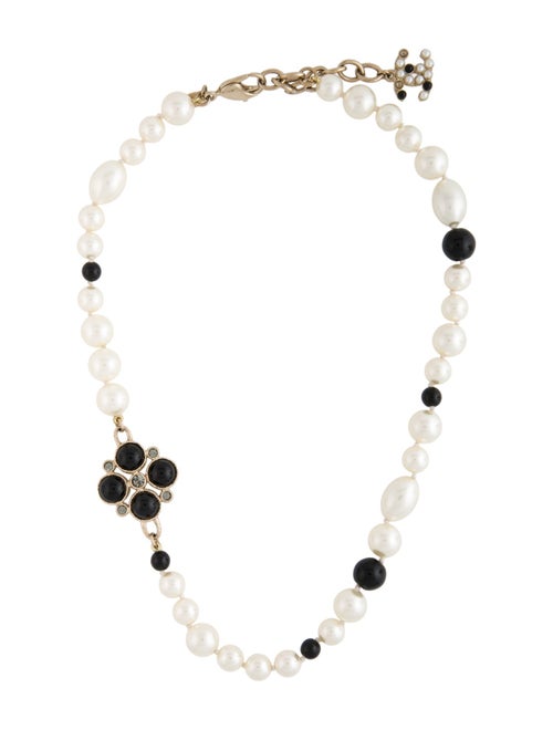 Chanel Faux Pearl, Resin & Strass Strand Station Necklace