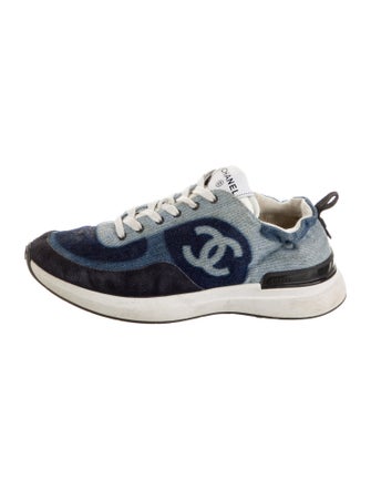 Chanel Interlocking CC Logo Denim Sneakers