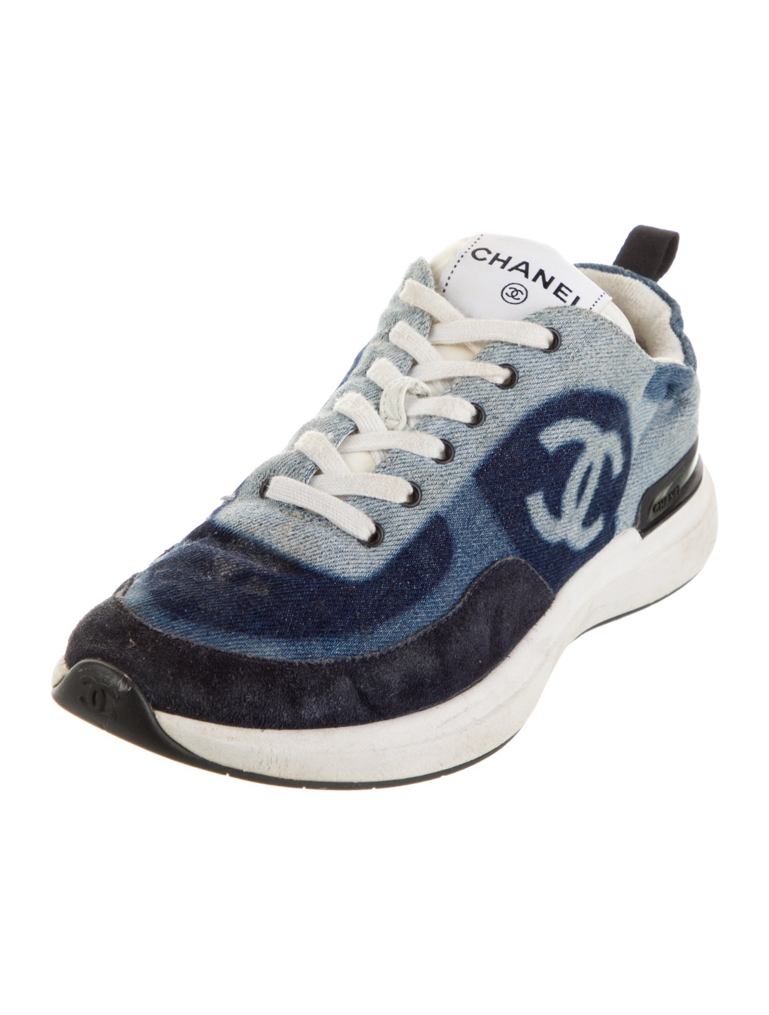 Chanel Interlocking CC Logo Denim Sneakers