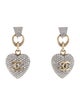 Chanel Strass CC Heart Drop Earrings