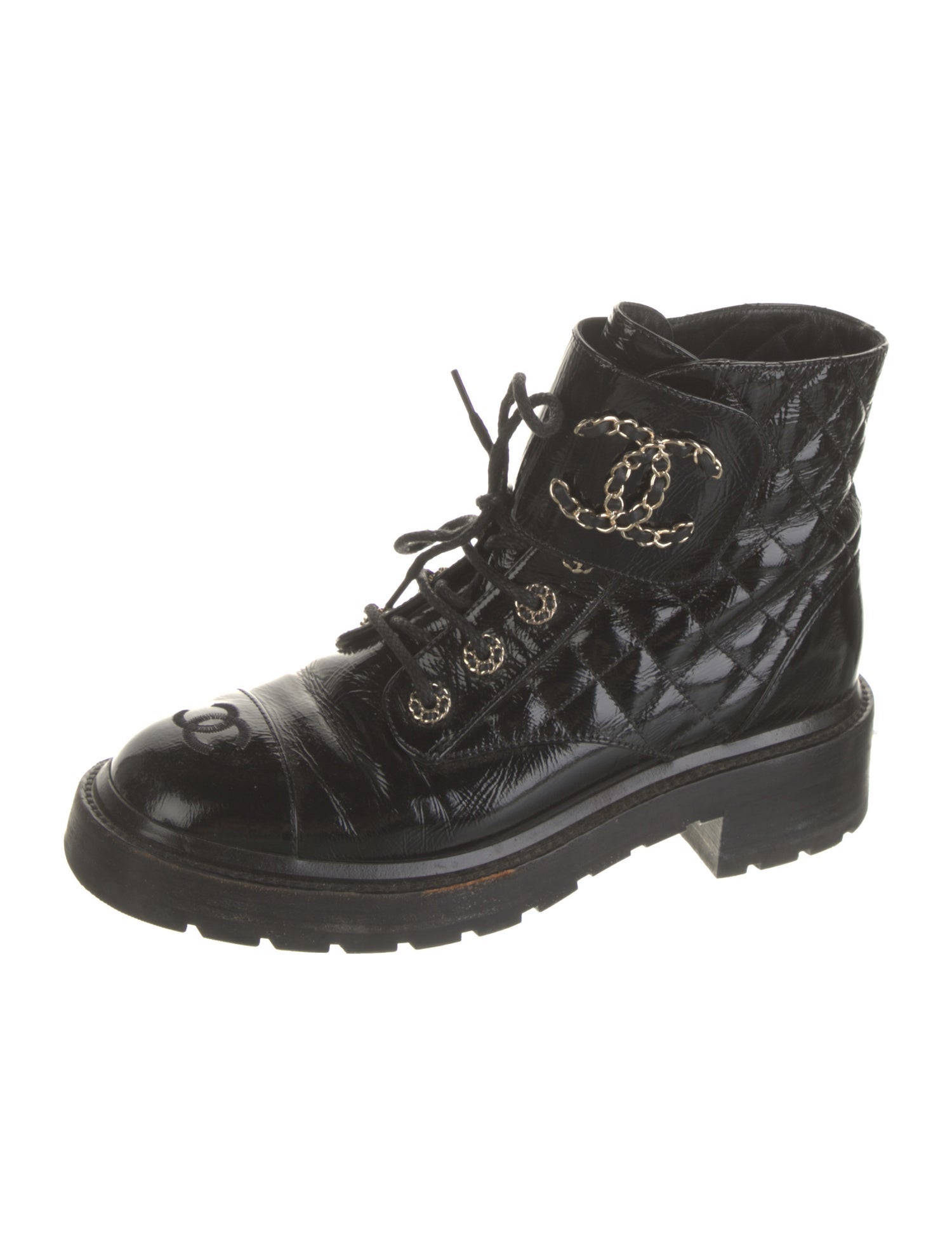 Chanel 2020-2021 Interlocking CC Logo Combat Boots