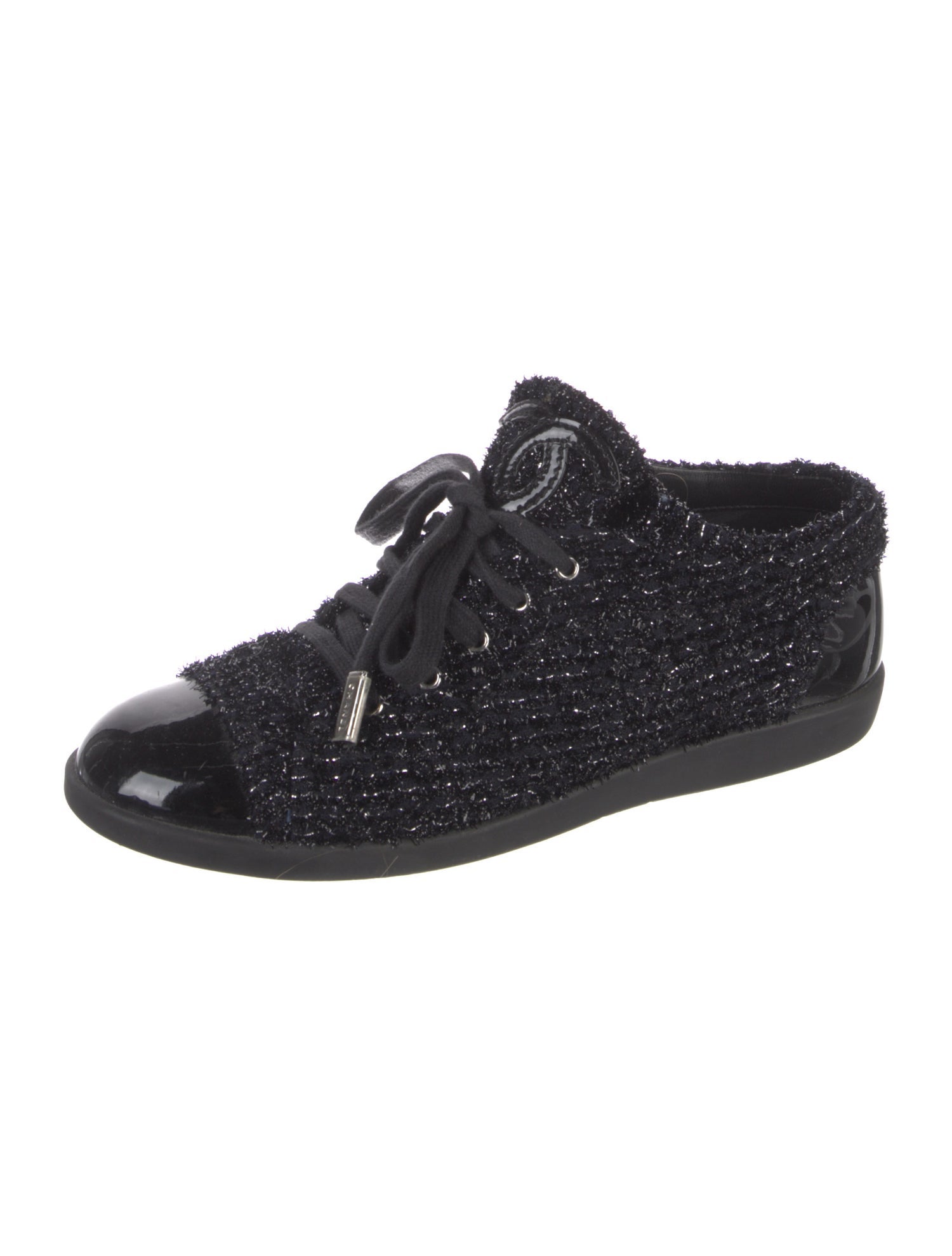 Chanel Interlocking CC Logo Tweed Sneakers