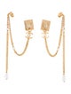 Chanel 2022 Faux Pearl CC Chain Link Ear Cuff Earrings