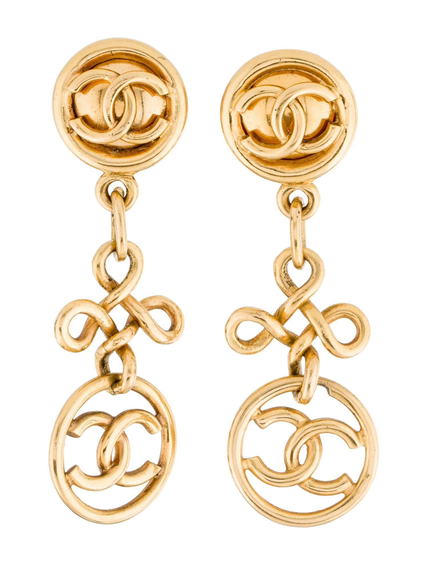 Chanel Vintage CC Drop Clip-On Earrings