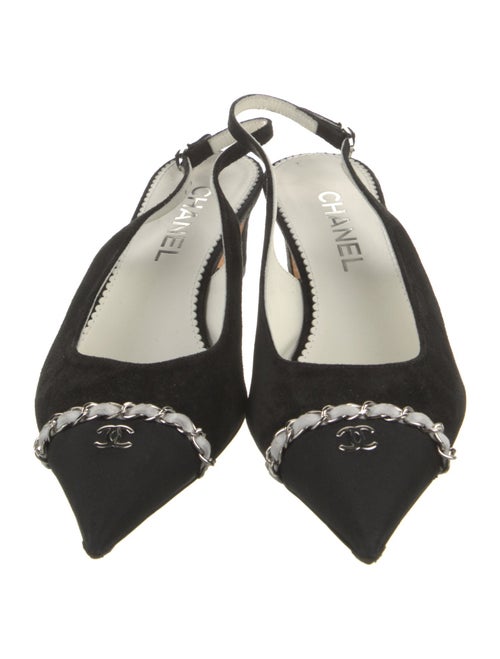 Chanel Interlocking CC Logo Suede Slingback Pumps
