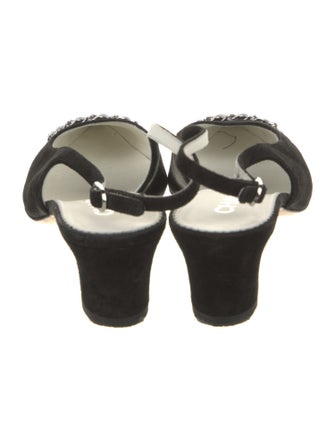 Chanel Interlocking CC Logo Suede Slingback Pumps
