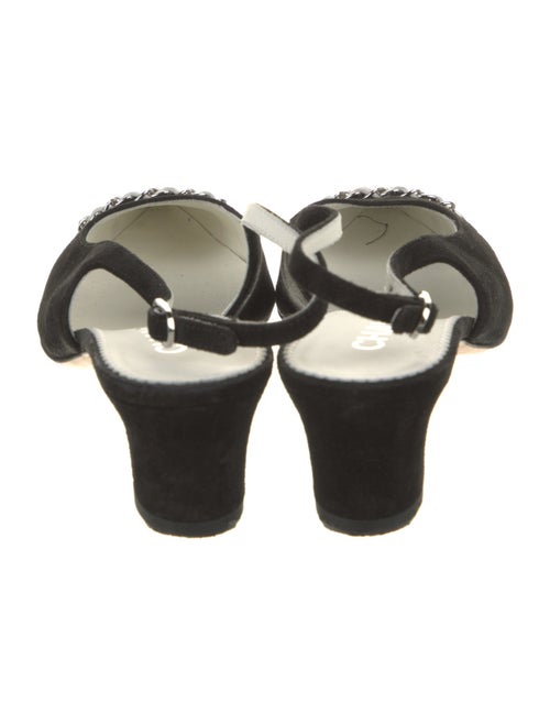 Chanel Interlocking CC Logo Suede Slingback Pumps