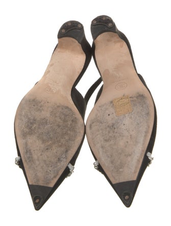 Chanel Interlocking CC Logo Suede Slingback Pumps