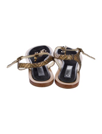 Chanel Interlocking CC Logo Suede T-Strap Sandals
