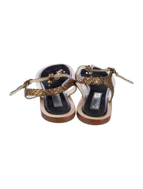 Chanel Interlocking CC Logo Suede T-Strap Sandals
