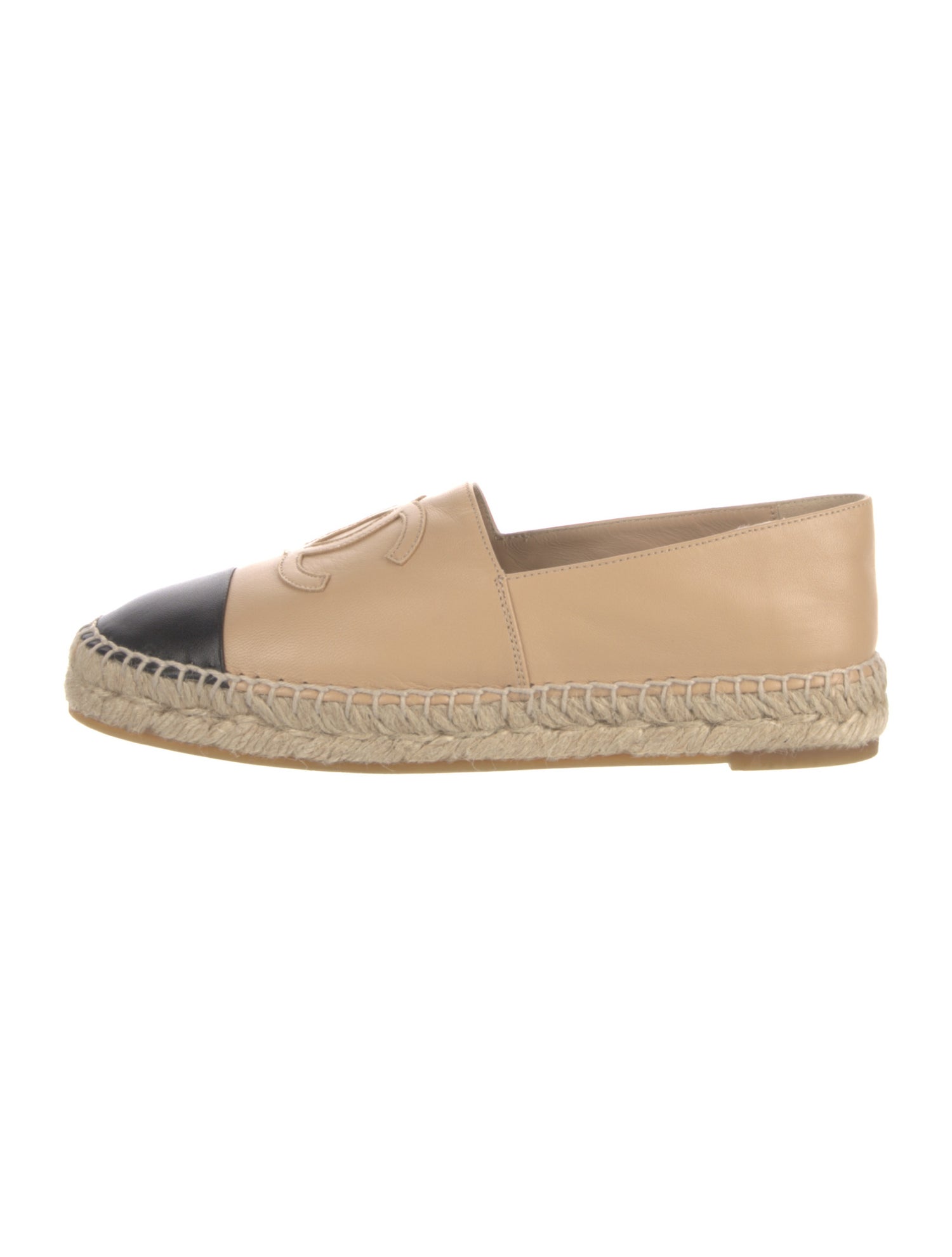 Chanel Interlocking CC Logo Leather Espadrilles