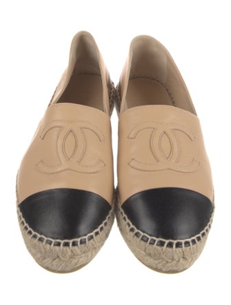 Chanel Interlocking CC Logo Leather Espadrilles