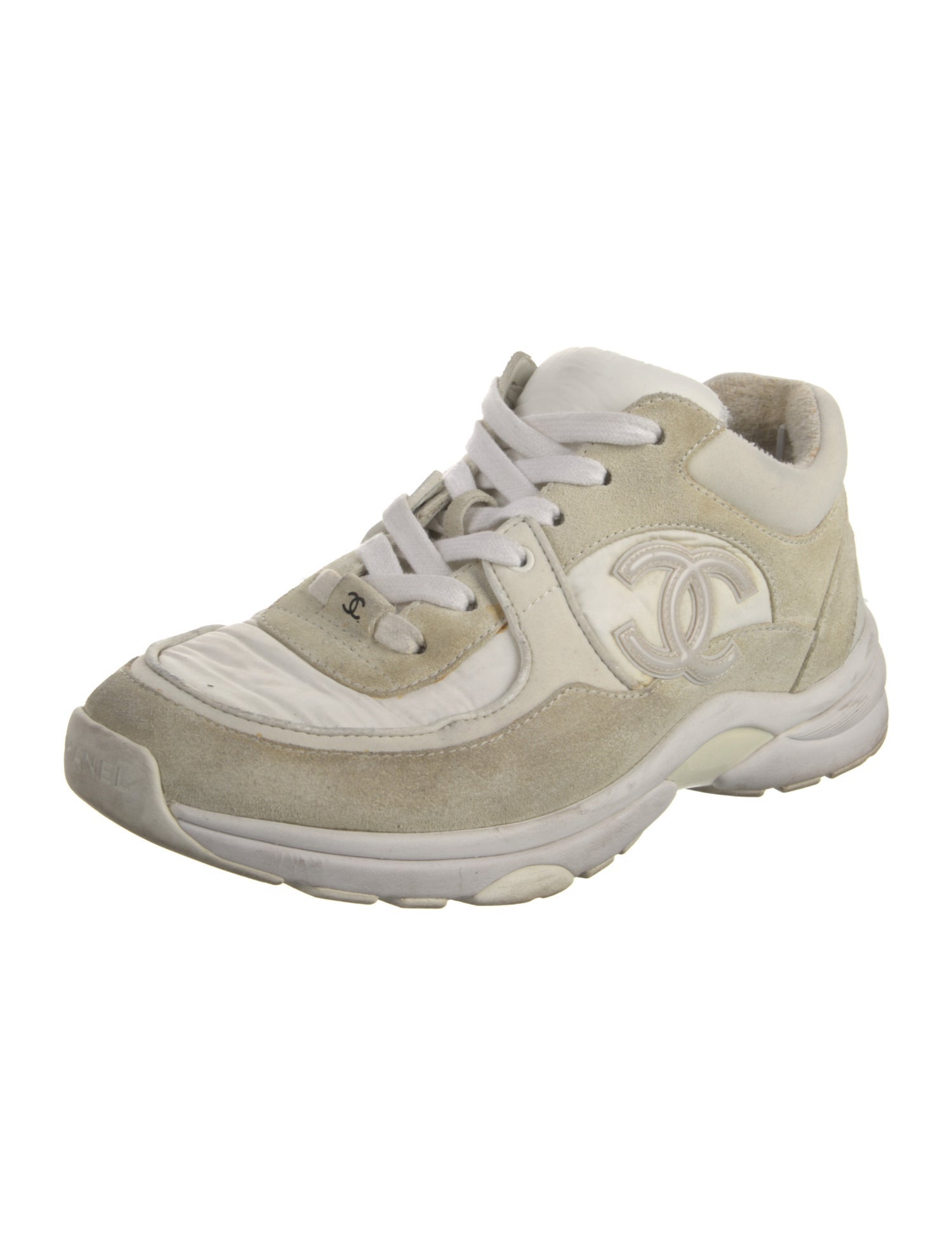 Chanel Interlocking CC Logo Suede Sneakers