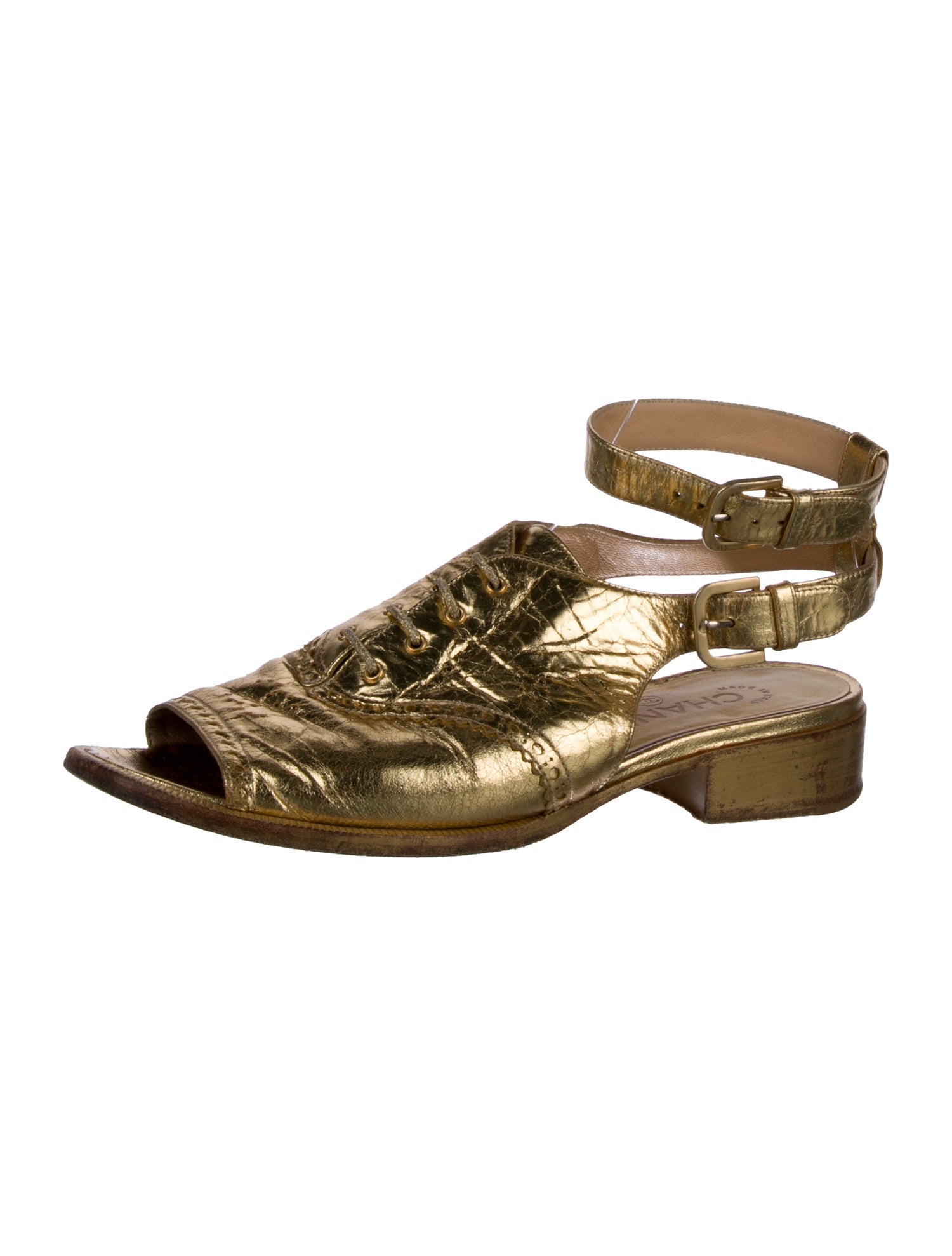 Chanel Interlocking CC Logo Leather Gladiator Sandals