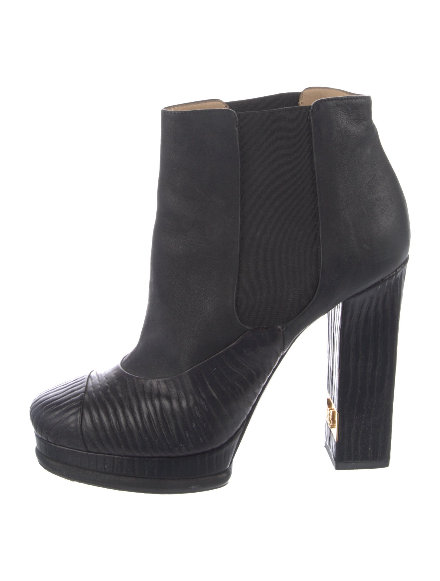 Chanel Interlocking CC Logo Leather Boots