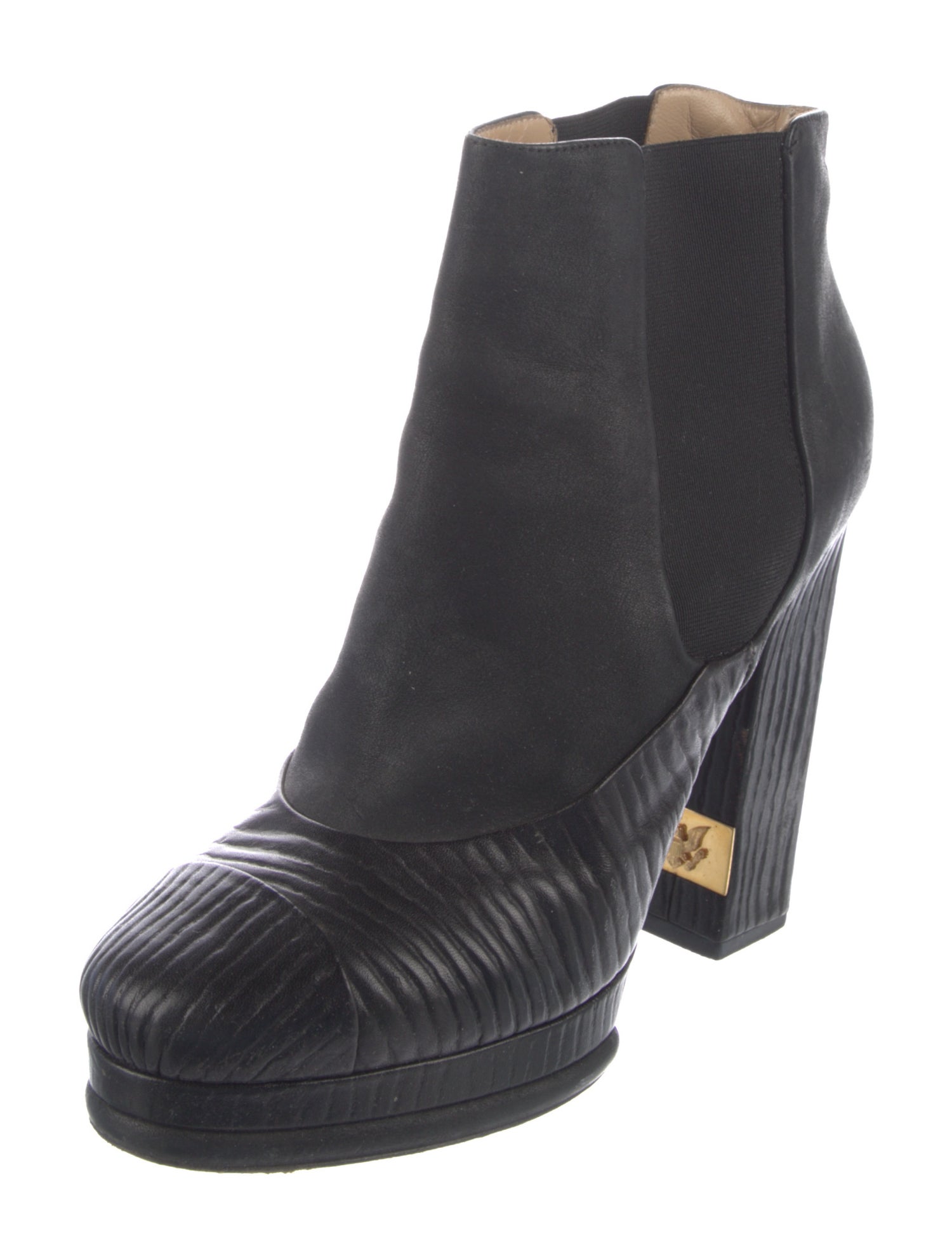 Chanel Interlocking CC Logo Leather Boots