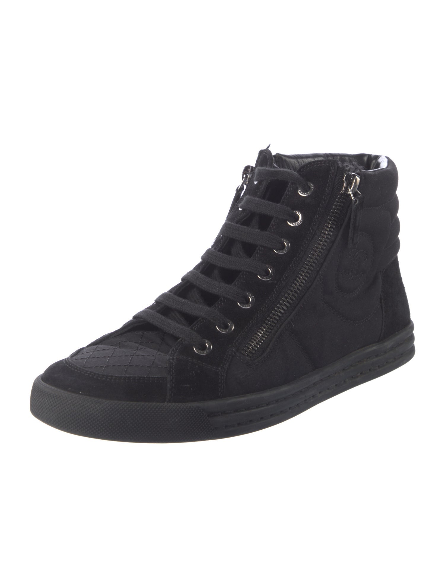 Chanel Interlocking CC Logo Suede Sneakers