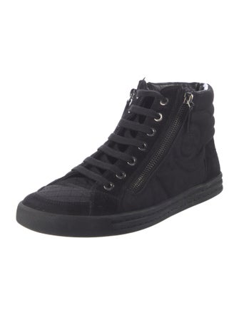 Chanel Interlocking CC Logo Suede Sneakers