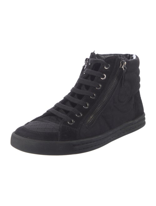 Chanel Interlocking CC Logo Suede Sneakers
