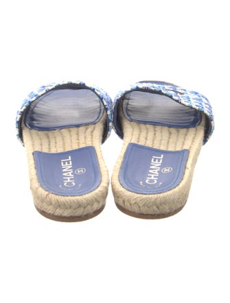 Chanel Interlocking CC Logo Tweed Espadrilles