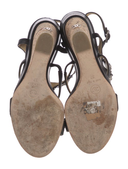 Chanel Interlocking CC Logo Leather T-Strap Sandals