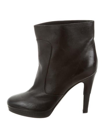Chanel Leather Round-Toe Ankle Boots